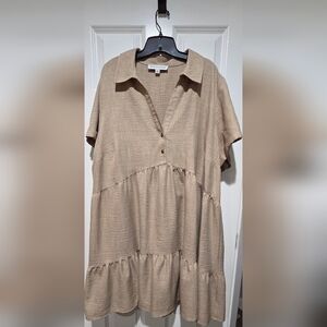 Women's Tan Short Sleeve Dress (New without Tags)